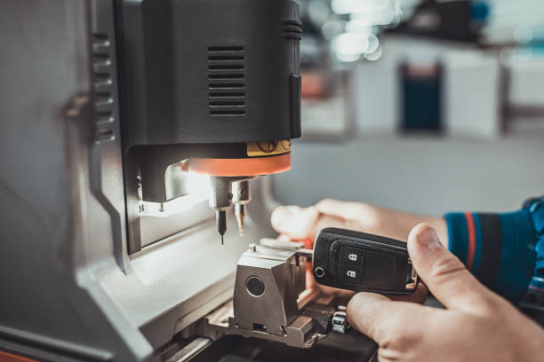 Locksmith making a duplicate car key